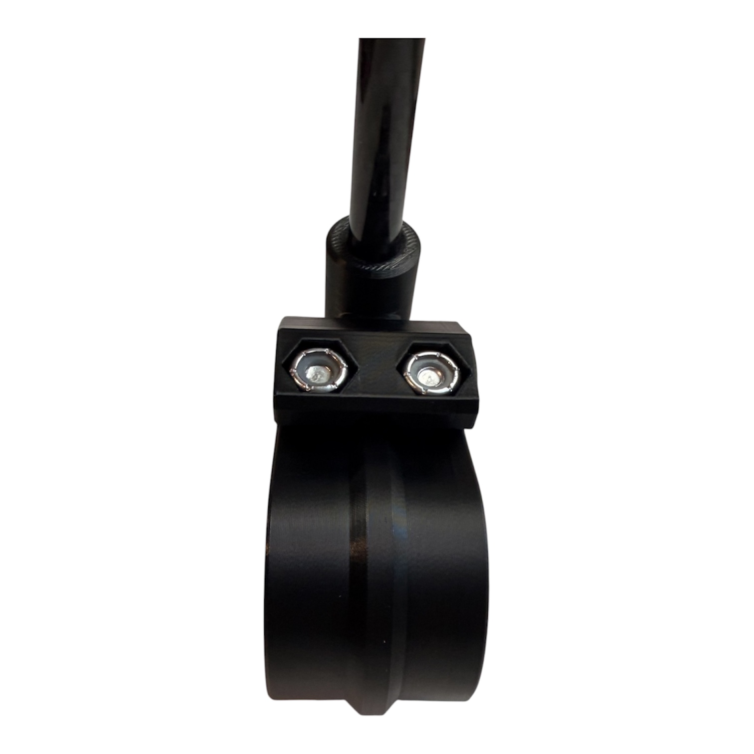 Close view of black HSF 360 ExactFit Nautique 1.5-inch bimini mount and clamp