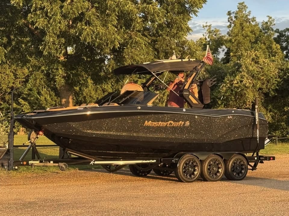 MasterCraft boat on its trailer